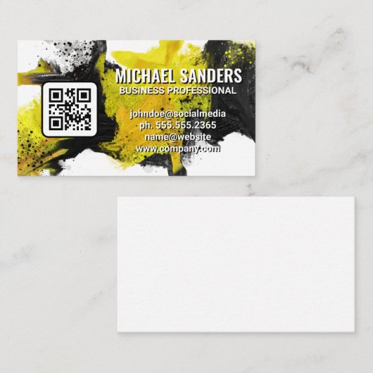 Zwart Gele Verf | QR Code Visitekaartje (Voorkant / Achterkant)