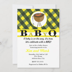 Zwart-gele zomer BBQ babyfeest uitnodigingen