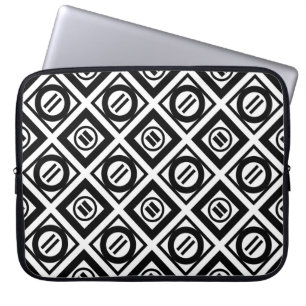 Zwart, gelijkwaardig gebarentaal Geometrisch patro Laptop Sleeve