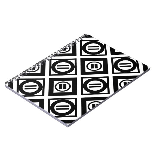 Zwart, gelijkwaardig gebarentaal Geometrisch patro Notitieboek (Linkerzijde)