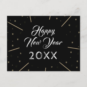 Zwart Gelukkig Nieuwjaar 2023 Script Ster patroon Feestdagenkaart