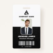 Zwart Geometrisch en wit Company Security ID Kaart Badge (Voorkant)