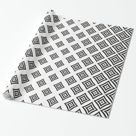 Zwart geometrisch ontwerp cadeaupapier (Uitgerold)