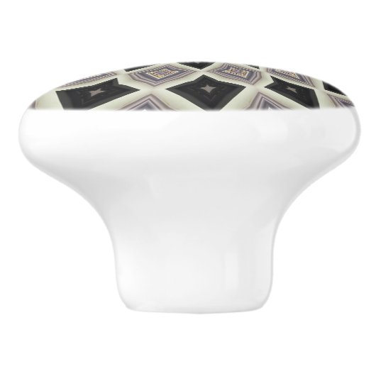 Zwart Geometrisch Spiral Fractal Mosaic Art Patroo Keramische Knop (Zijkant)