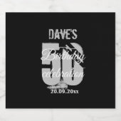 Zwart-gepersonaliseerd 50e avontuur sparkling wijnetiket (Enkel label)