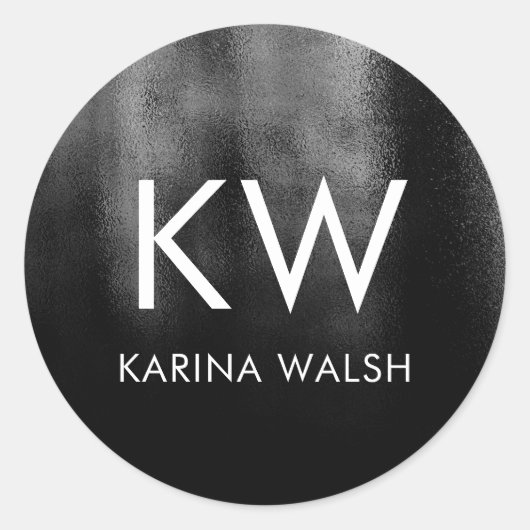 Zwart gepersonaliseerd initiaal monogram stickers (Voorkant)