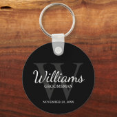 Zwart Gepersonaliseerd Script Groomsmen name&Monog Sleutelhanger (Voorkant)