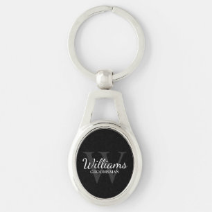 Zwart Gepersonaliseerd Script Groomsmen Name&Monog Sleutelhanger