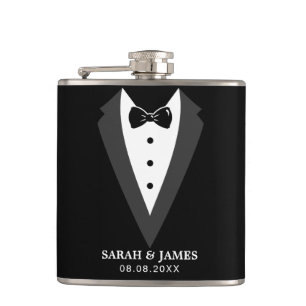 Zwart gepersonaliseerde Groomsman Vinyl Wrapped Fl Heupfles