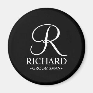 Zwart Gepersonaliseerde Groomsman's Naam en Monogr Magneet
