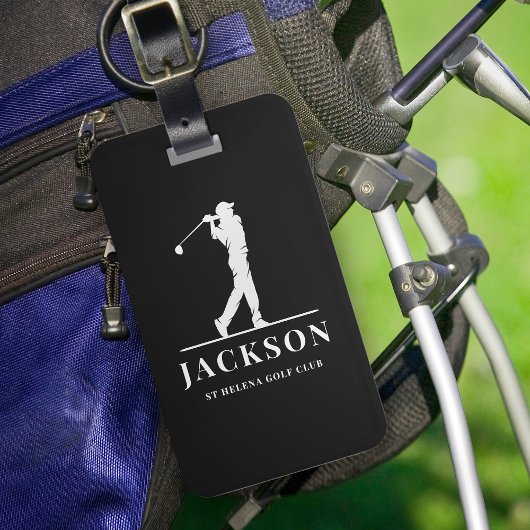 Zwart gepersonaliseerde Monogram Golfer Bagagelabel