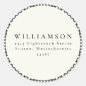 zwart-geplakt kerstadres ronde sticker (Voorkant)