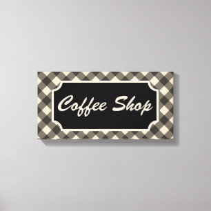 Zwart geruit bord voor koffiezaak/restaurant canvas afdruk