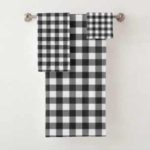 Zwart geruite Buffel Check Pattern Bad Handdoek