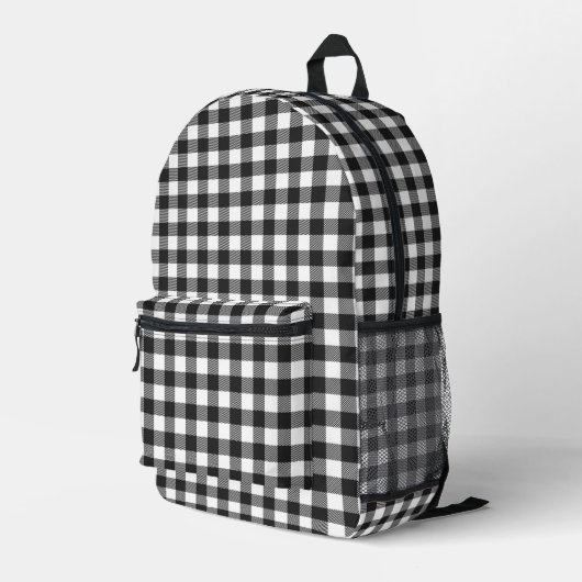 Zwart geruite Buffel Check Pattern Bedrukte Rugzak (Achterkant Hoek Rechts)