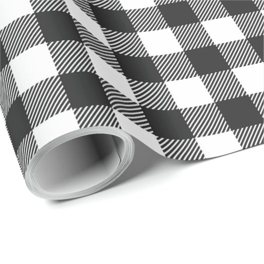 Zwart geruite Buffel Check Pattern Cadeaupapier (Rol Hoek)