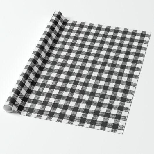 Zwart geruite Buffel Check Pattern Cadeaupapier (Uitgerold)