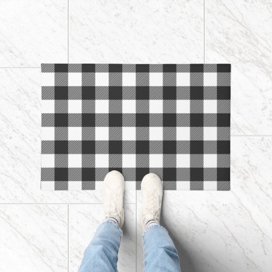 Zwart geruite Buffel Check Pattern Deurmat (Binnen)