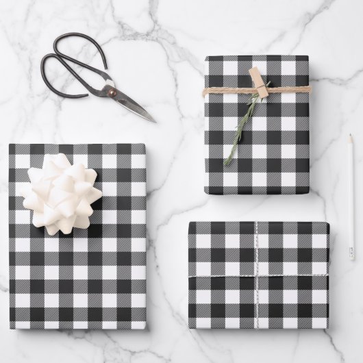Zwart geruite Buffel Check Pattern Inpakpapier Vel (Voorkant)