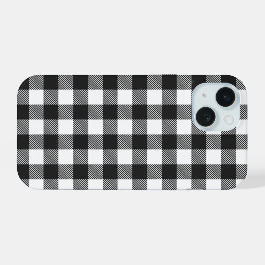 Zwart geruite Buffel Check Pattern iPhone 15 Hoesje (Achterkant horizontaal)