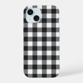 Zwart geruite Buffel Check Pattern iPhone 15 Hoesje (Achterkant)
