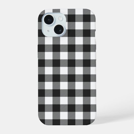 Zwart geruite Buffel Check Pattern iPhone 15 Hoesje (Achterkant)