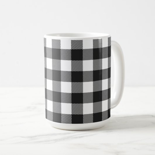 Zwart geruite Buffel Check Pattern Koffiemok (Voorkant rechts)