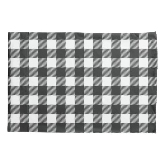Zwart geruite Buffel Check Pattern Kussensloop (Achterkant-Links)