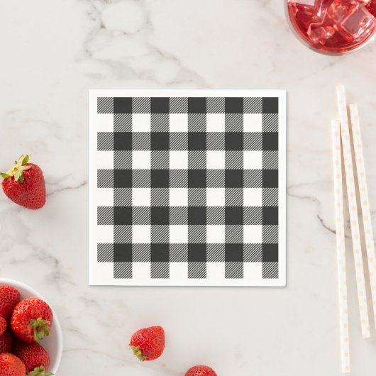 Zwart geruite Buffel Check Pattern Servet (Insitu)