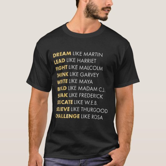 Zwart Geschiedenis Grappige Droom Zoals Martin T-shirt (Voorkant)