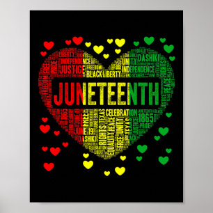 Zwart Geschiedenis Hart Juneteenth Melanine Afrika Poster