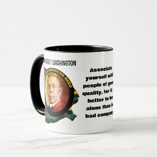 Zwart Geschiedenis Maand BOOKER T WASHINGTON Quote Mok (Voorkant links)