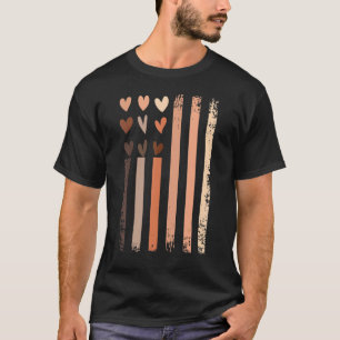 Zwart Geschiedenis Maand USA Vlag Huid Tone Hearts T-shirt