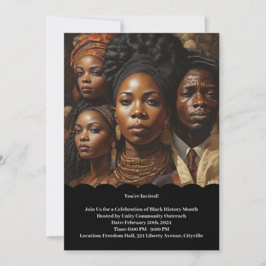 Zwart Geschiedenis Maand Viering Uitnodiging brief (Voorkant)