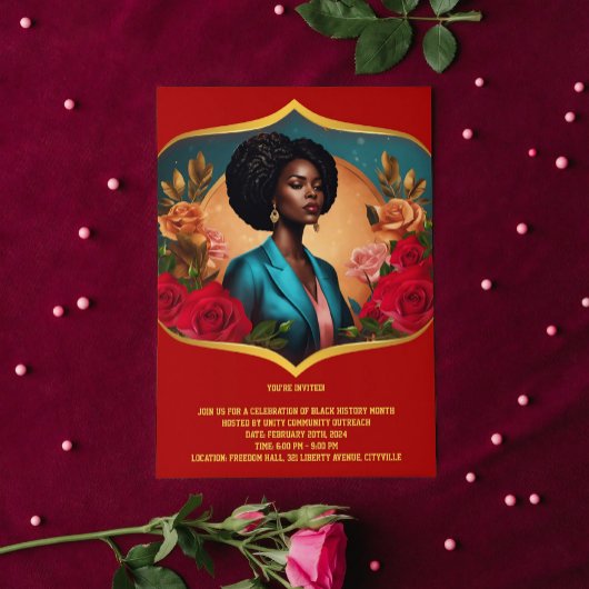 Zwart Geschiedenis Maand Viering Uitnodiging brief