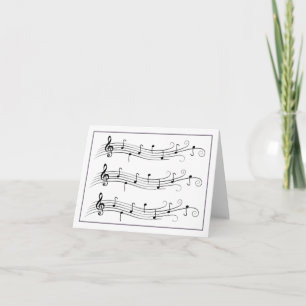 Zwart gescrolde muziek Staffs op White Note Kaart