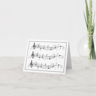 Zwart gescrolde muziek Staffs op White Note Kaart