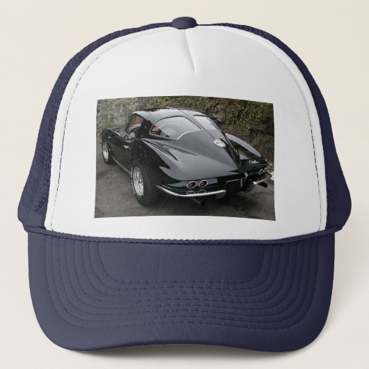 Zwart gesplitst venster Classic Corvette Trucker Pet (Voorkant)