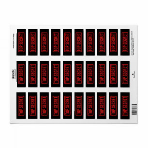 Zwart gestempeld Top Secret Label