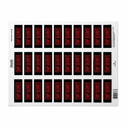 Zwart gestempeld Top Secret Label (Full Sheet)