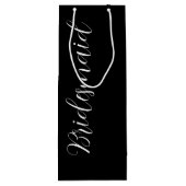 Zwart gestileerd script bruiloft bruidsmeisje wijn cadeautas (Achterkant)