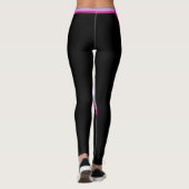 Zwart Gestreepte Lila Roze Sjabloon DIY Oefening G Leggings (Achterkant)