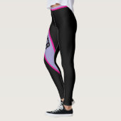Zwart Gestreepte Lila Roze Sjabloon DIY Oefening G Leggings (Links)
