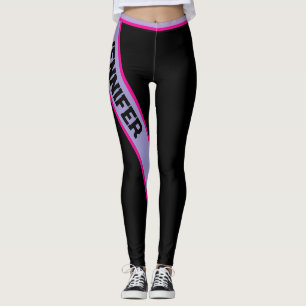 Zwart Gestreepte Lila Roze Sjabloon DIY Oefening G Leggings