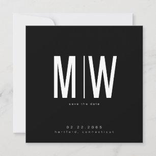Zwart Gestroomlijnd Vierkant Monogram Bruiloft Sav