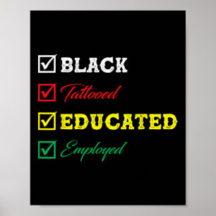 Zwart getatoeëerd Opgeleid Werkzaam Afro Black His Poster