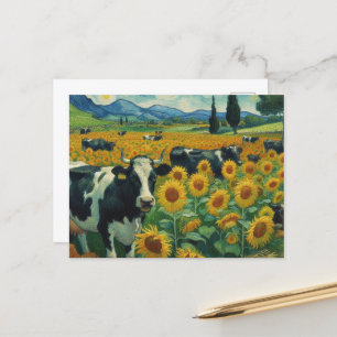 Zwart Gevlekte Koeien een Faux Van Gogh Briefkaart