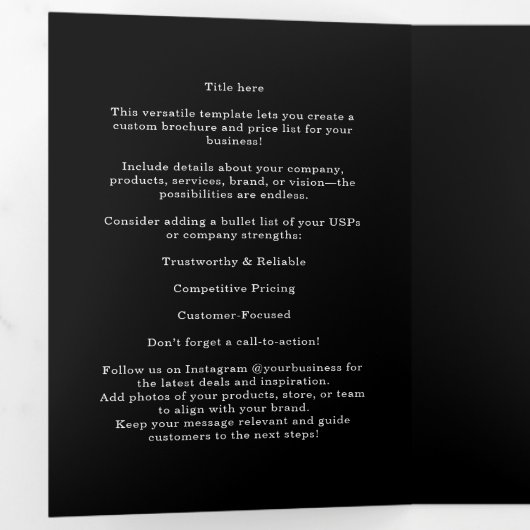 zwart gevouwen brochure | Custom Modern Business Drieluik Kaart (Binnenzijde eerst)