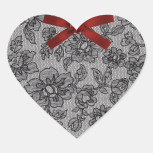 Zwart gezicht 1 en rood satin hart sticker