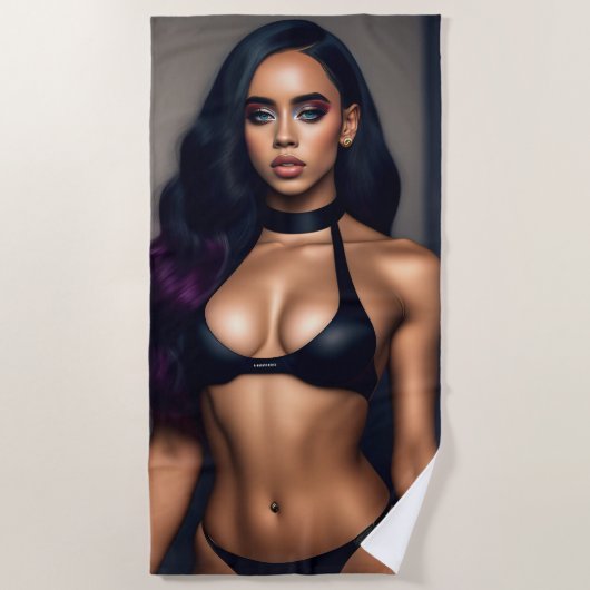 Zwart gif model keukenhanddoek strandlaken (Voorkant)